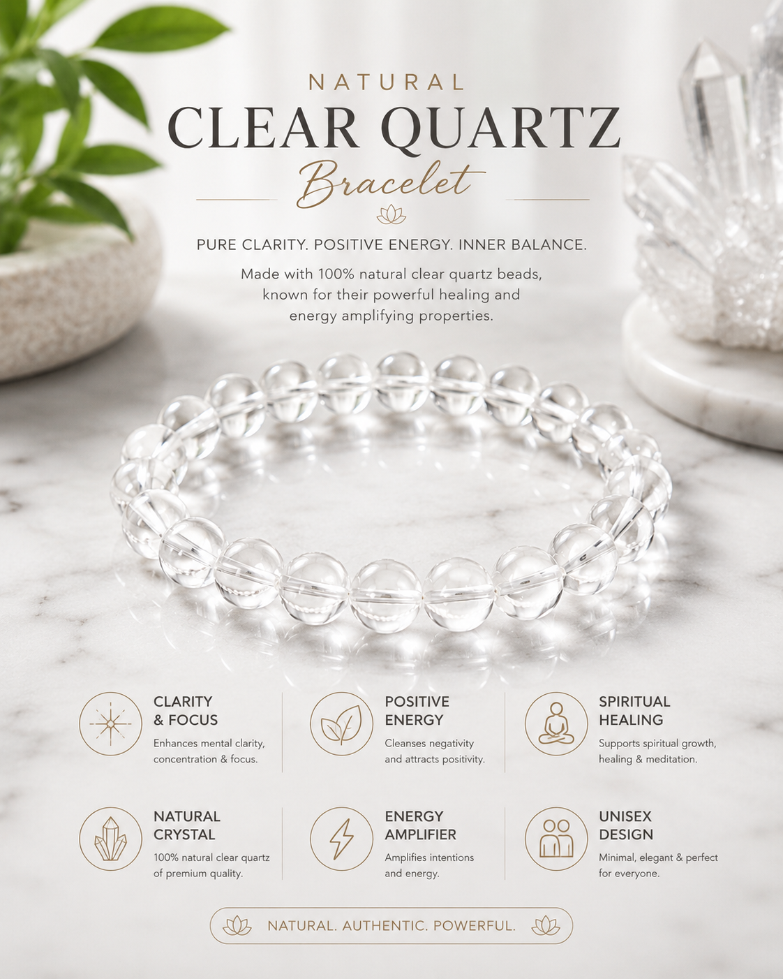 Clear Quartz Crystal Bracelet